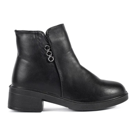 Black classic women's low-heeled ankle boots