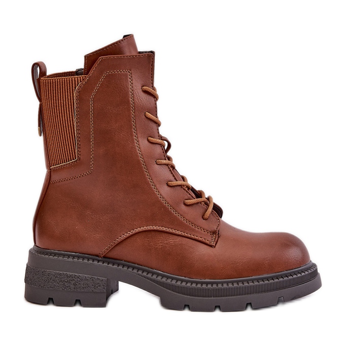 Jezzi Insulated Worker Boots With Zipper Brown Leairae