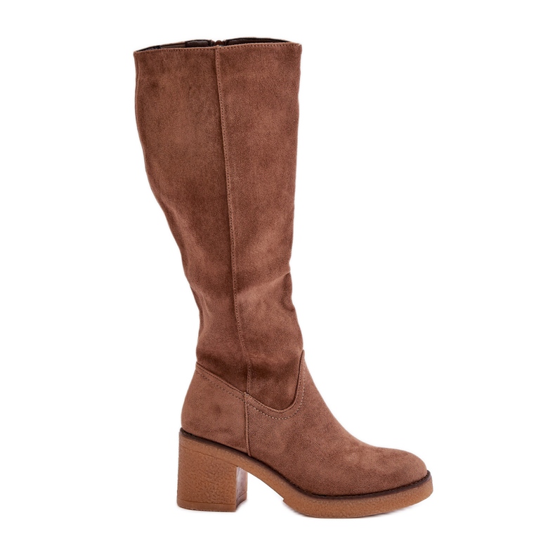 Jezzi Insulated Eco Suede Over-the-Knee High Heel Boots, Brown Leamirael Jezzi Insulated Eco Suede Over-the-Knee High Heel Boots, Brown Leamirael