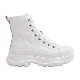 Leather Insulated Sneakers on a Massive Platform Big Star OO274A598 White Leather Insulated Sneakers on a Massive Platform Big Star OO274A598 White
