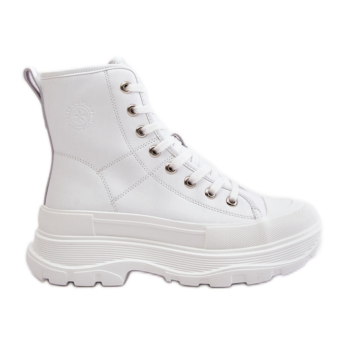 Leather Insulated Sneakers on a Massive Platform Big Star OO274A598 White Leather Insulated Sneakers on a Massive Platform Big Star OO274A598 White