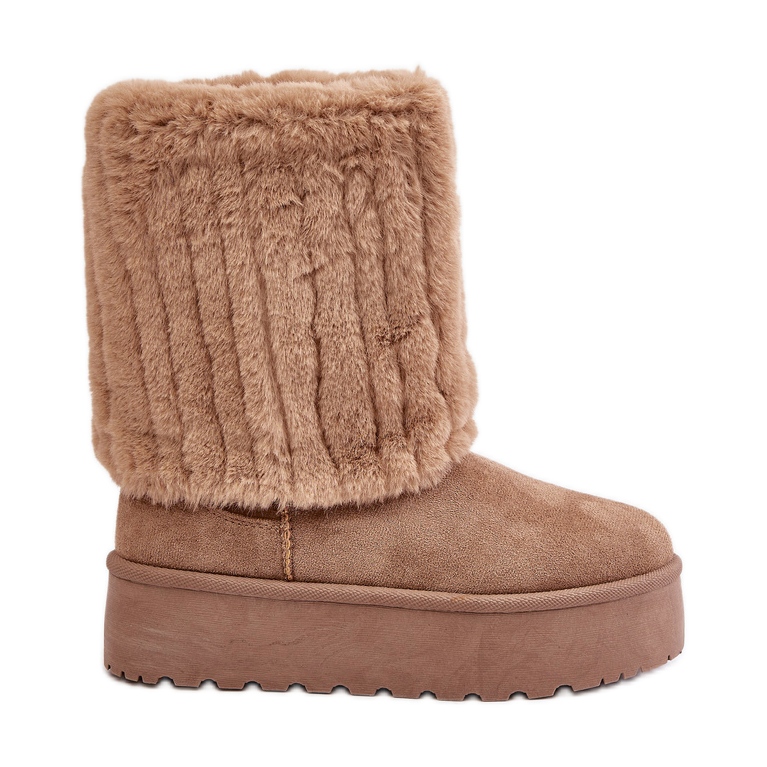 Beige Lisonea Platform Snow Boots With Turned Up Upper