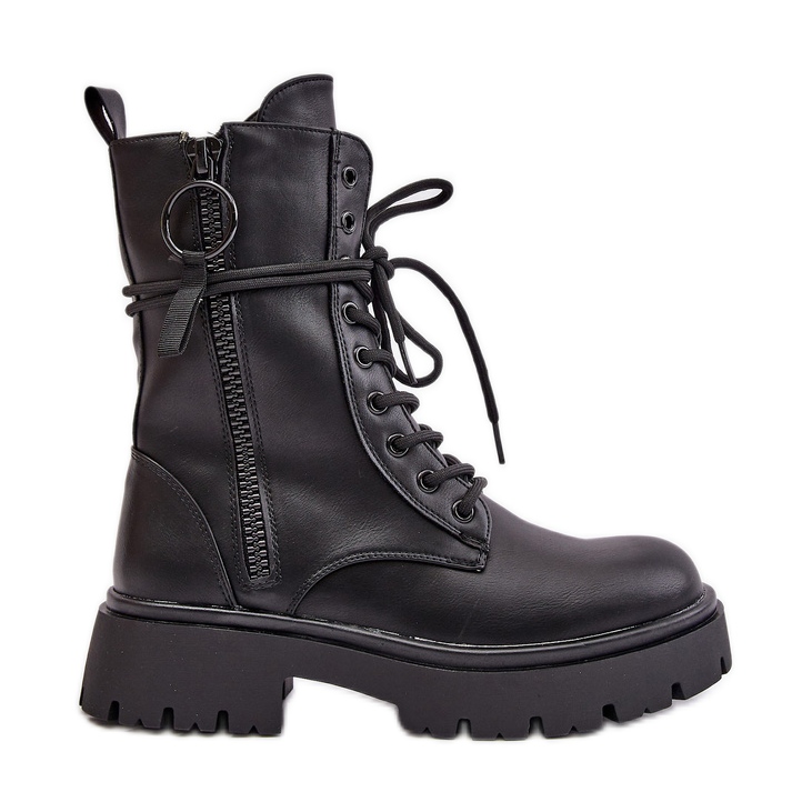 Women's Insulated Worker Boots Made of Eco Leather, Black Nealandra