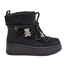 Black Almatiza Women's Snow Boots With Pins And Fur