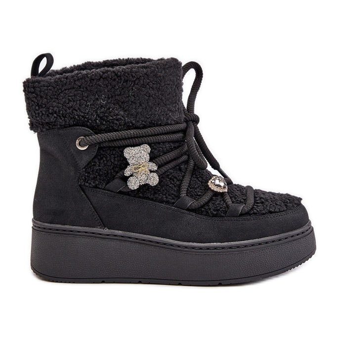 Black Almatiza Women's Snow Boots With Pins And Fur