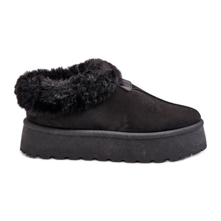 Low-top snow boots with fur on the platform, Eco Suede, Black Neathoria