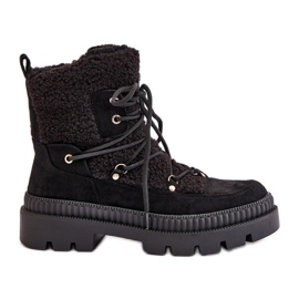 Black Merilana sheepskin boots with fur