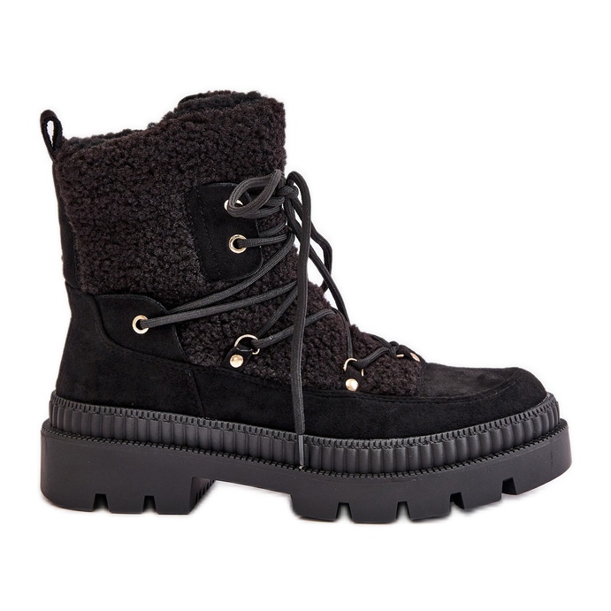 Black Merilana sheepskin boots with fur