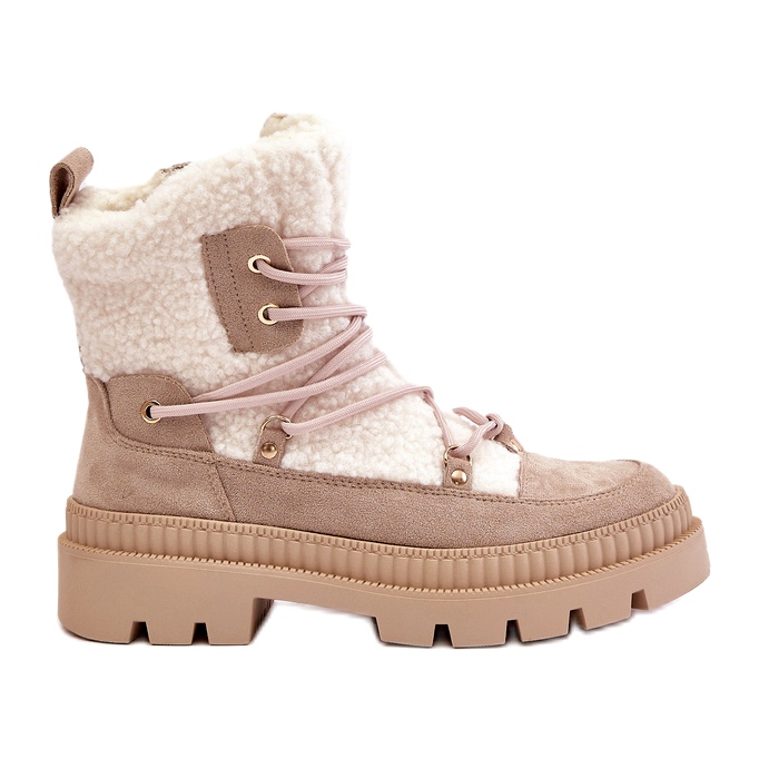 Beige Merilana Sheepskin Boots With Fur
