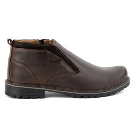 Olivier Men's leather Chelsea boots, insulated, 140GT, dark brown