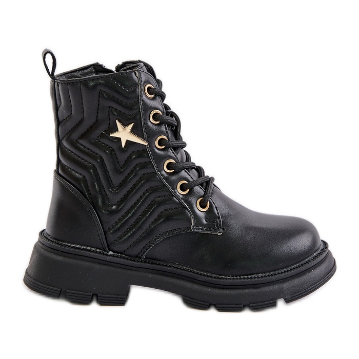 Insulated children's ankle boots with a zipper made of eco-leather, Black Liotira