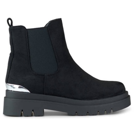 Women's suede Chelsea boots, black, XJ-351B