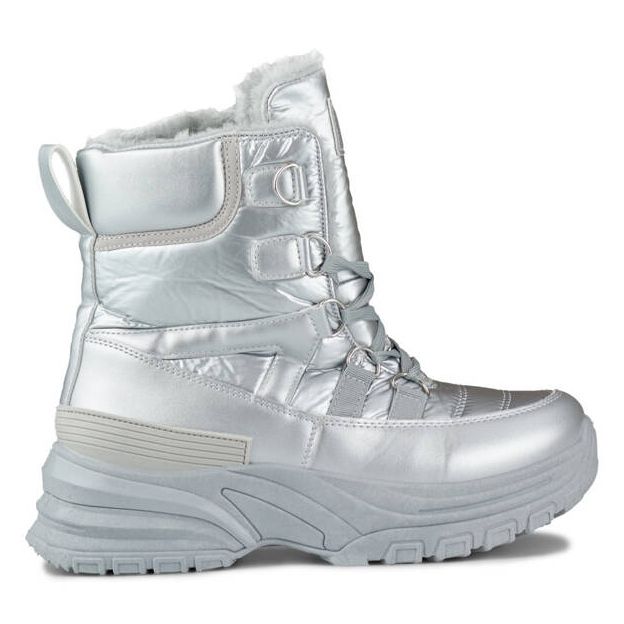 Women's snow boots, shiny silver boots 22-PY16061SI