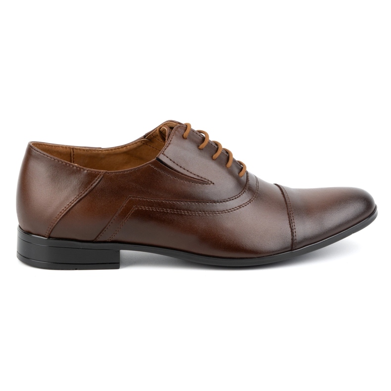 Olivier Men's leather formal shoes, elegant lace-up 290LU, brown