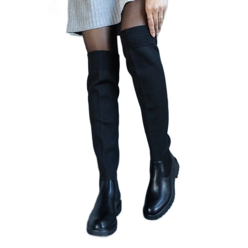 Black long boots with elastic upper Juanra