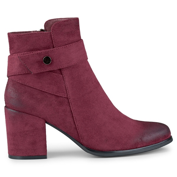 Women's suede ankle boots, burgundy, 260041WI-SU red