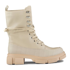 Women's uninsulated ankle boots, beige JH21-31BE