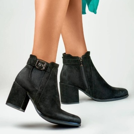 Women's suede ankle boots, black, 260041B-SU Women's suede ankle boots, black, 260041B-SU