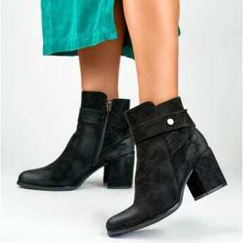Women's suede ankle boots, black, 260041B-SU