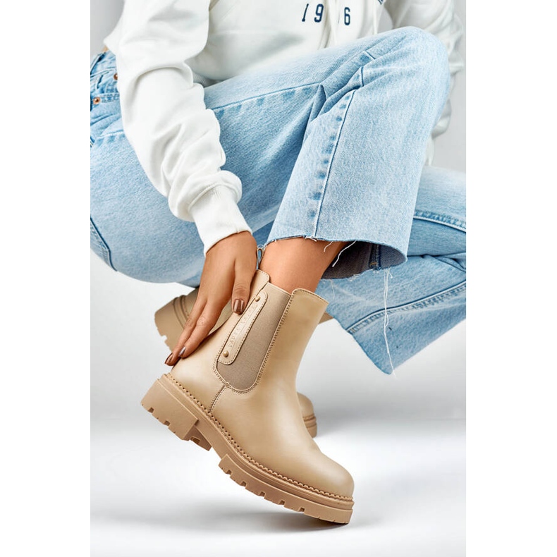 Women's Chelsea boots with a thick sole, beige Laura La.Fi 250004TA-PU Women's Chelsea boots with a thick sole, beige Laura La.Fi 250004TA-PU