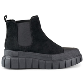 Women's Chelsea boots suede slip-on ankle boots black A1006B