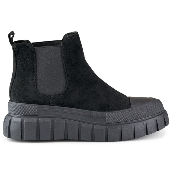 Women's Chelsea boots suede slip-on ankle boots black A1006B