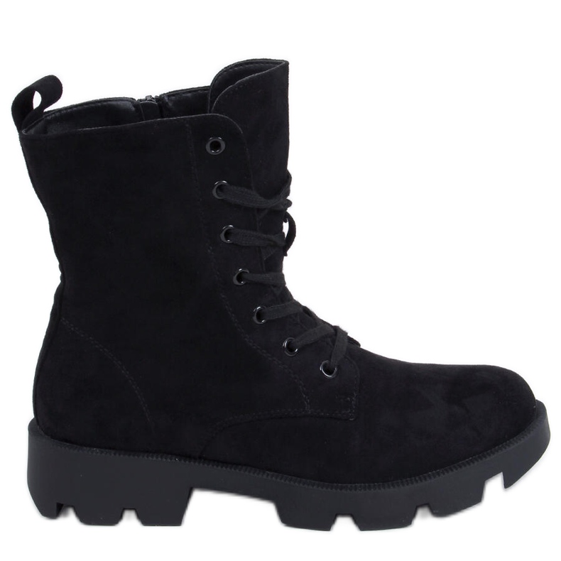 Pansy Black suede worker boots