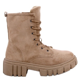 Kelis Khaki lace-up boots beige