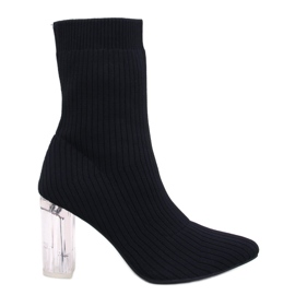 Destani Black sock boots with a transparent heel Destani Black sock boots with a transparent heel