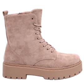 Burse Khaki lace-up platform ankle boots beige Burse Khaki lace-up platform ankle boots beige