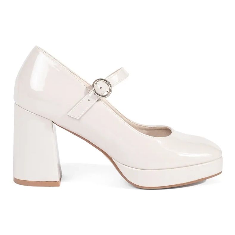 Seastar Beige patent leather women's shoes with a high heel and a buckle Seastar Beige patent leather women's shoes with a high heel and a buckle