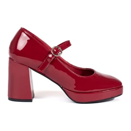 Seastar Red patent women's high-heeled shoes with a buckle
