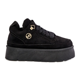 Women's Fur-lined Sneakers on the Black Velaririsea Platform Women's Fur-lined Sneakers on the Black Velaririsea Platform