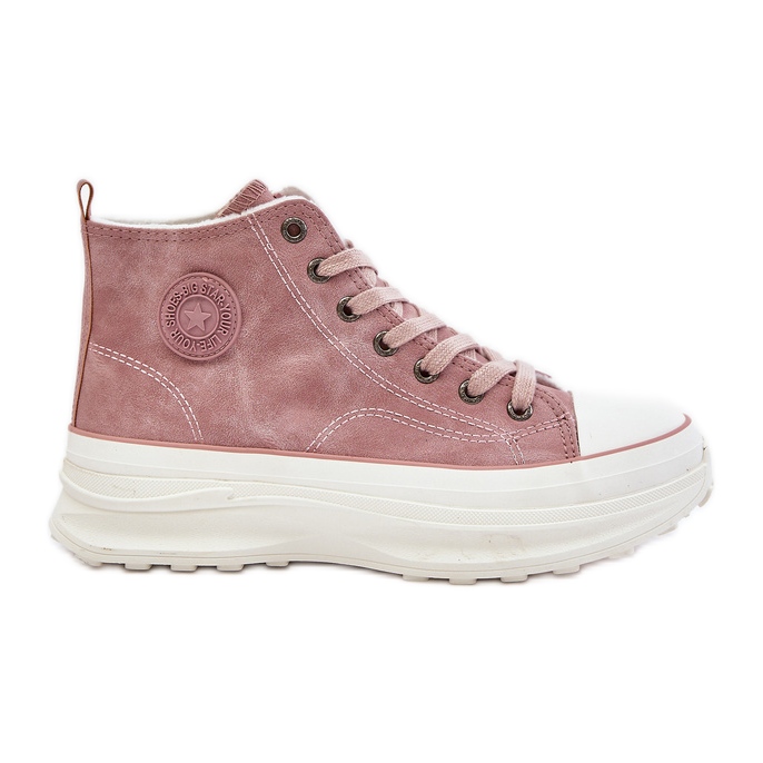 Women's Insulated Sneakers on the Big Star Platform OO274071 Pink