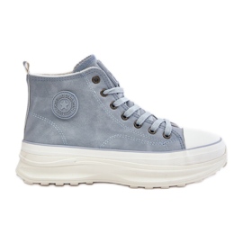 Women's Insulated Sneakers on the Big Star Platform OO274072 Blue Women's Insulated Sneakers on the Big Star Platform OO274072 Blue