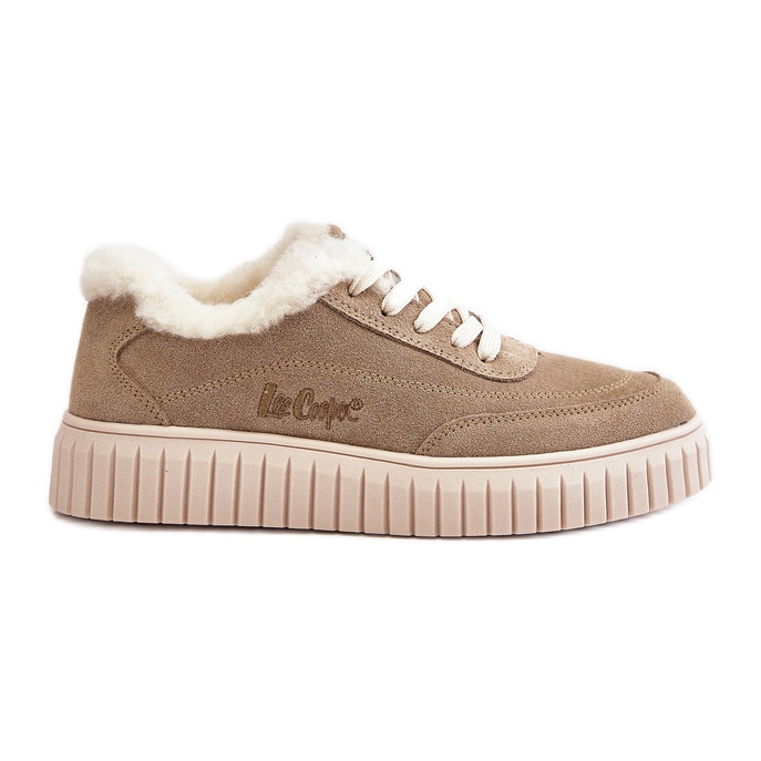 Women's Leather Sneakers Lined with Fur Lee Cooper LCJ-24-01-2972 Beige Women's Leather Sneakers Lined with Fur Lee Cooper LCJ-24-01-2972 Beige
