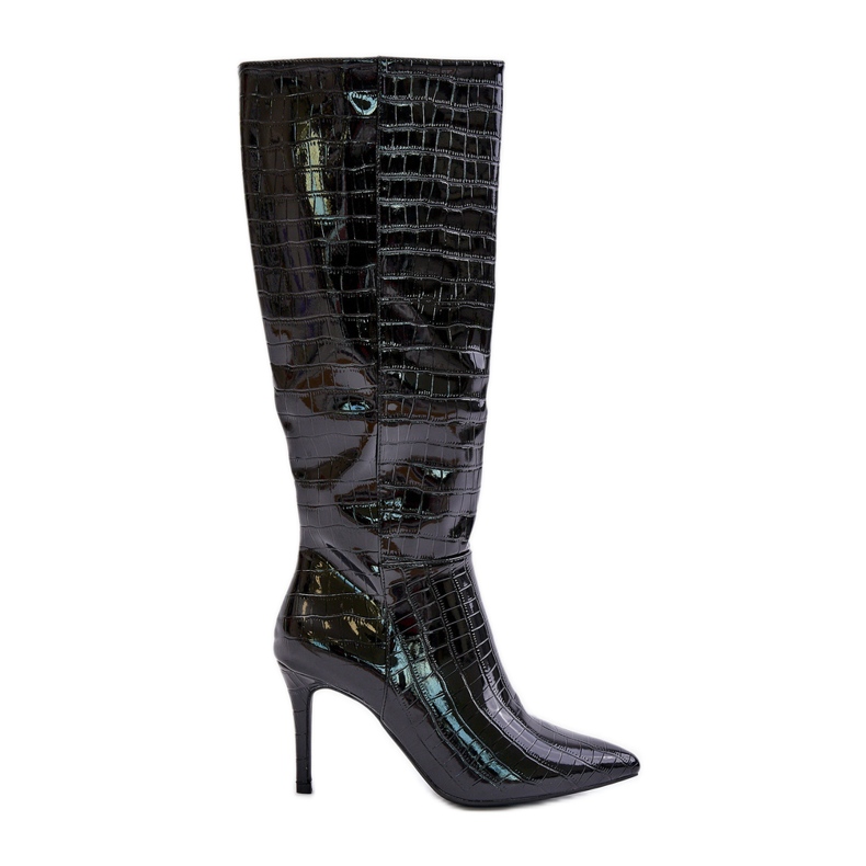 Black Reanwenna Embossed High Heel Boots Black Reanwenna Embossed High Heel Boots
