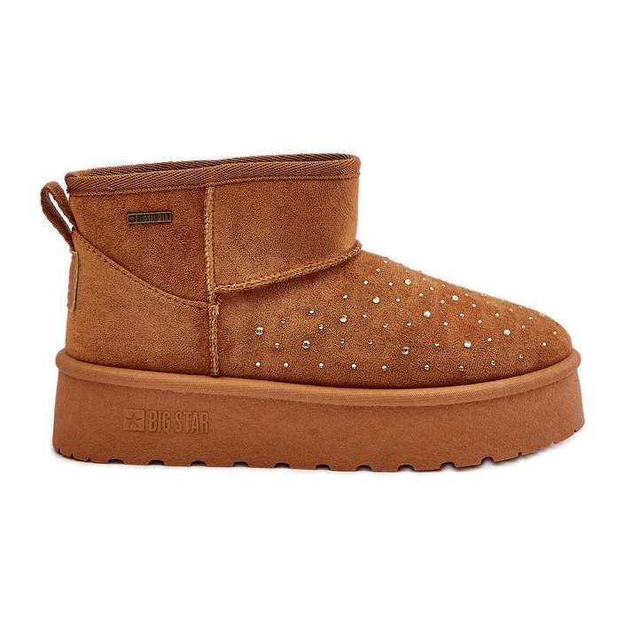 Snow boots with decoration on the Big Star OO274A104 Camel platform brown
