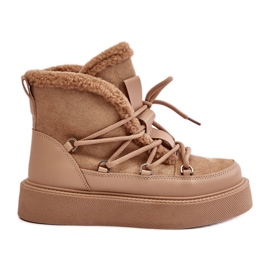 Dark beige Tamidra snow boots on the platform