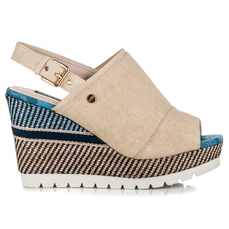 Vices Textile wedge sandals with a pattern brown