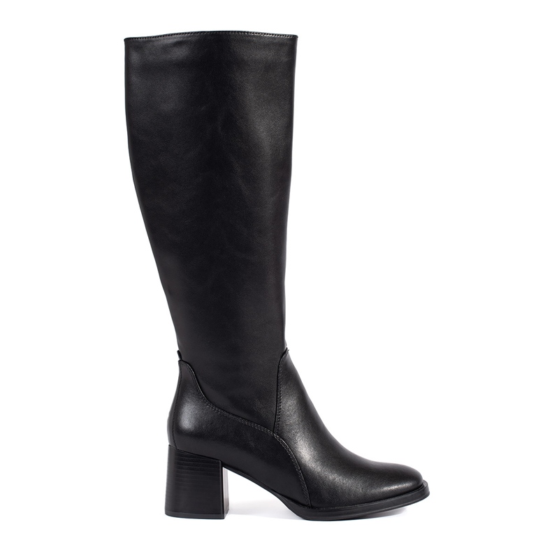 Black classic leather women's high-heeled boots by Sergio Leone
