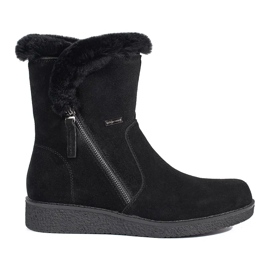 Women's insulated black leather boots with fur by Sergio Leone
