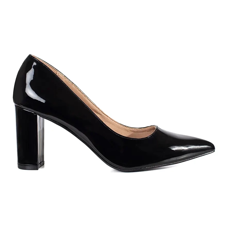 Seastar Elegant patent black pumps with a block heel