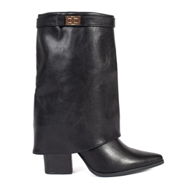 Black elegant women's high-heeled ankle boots