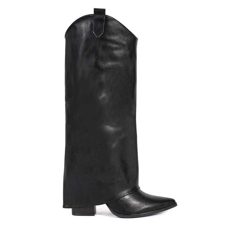 Black women's cowboy-style boots with high heels Black women's cowboy-style boots with high heels