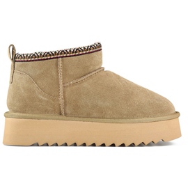 Women's leather snow boots, insulated winter boots brown