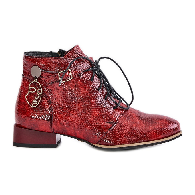 Women's Leather Patent Ankle Boots Maciejka 5743A-08 Red
