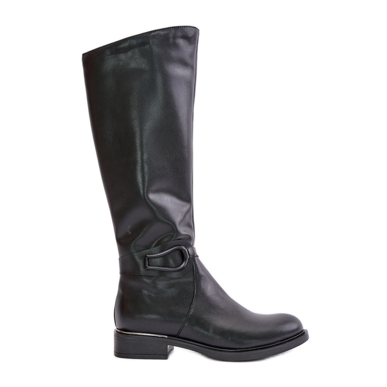 Zazoo 70140 Women's Leather Over-the-Knee Warmed Boots, Black