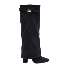 Black Urelli Insulated High Heel Boots With Turned Up Upper