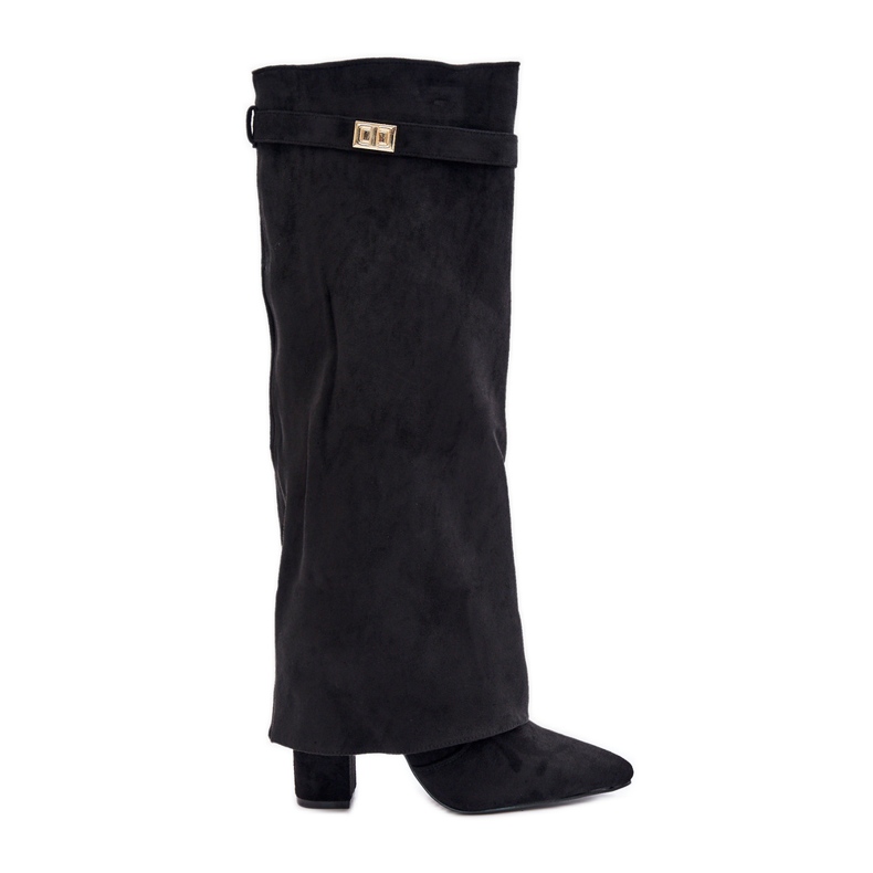 Black Urelli Insulated High Heel Boots With Turned Up Upper